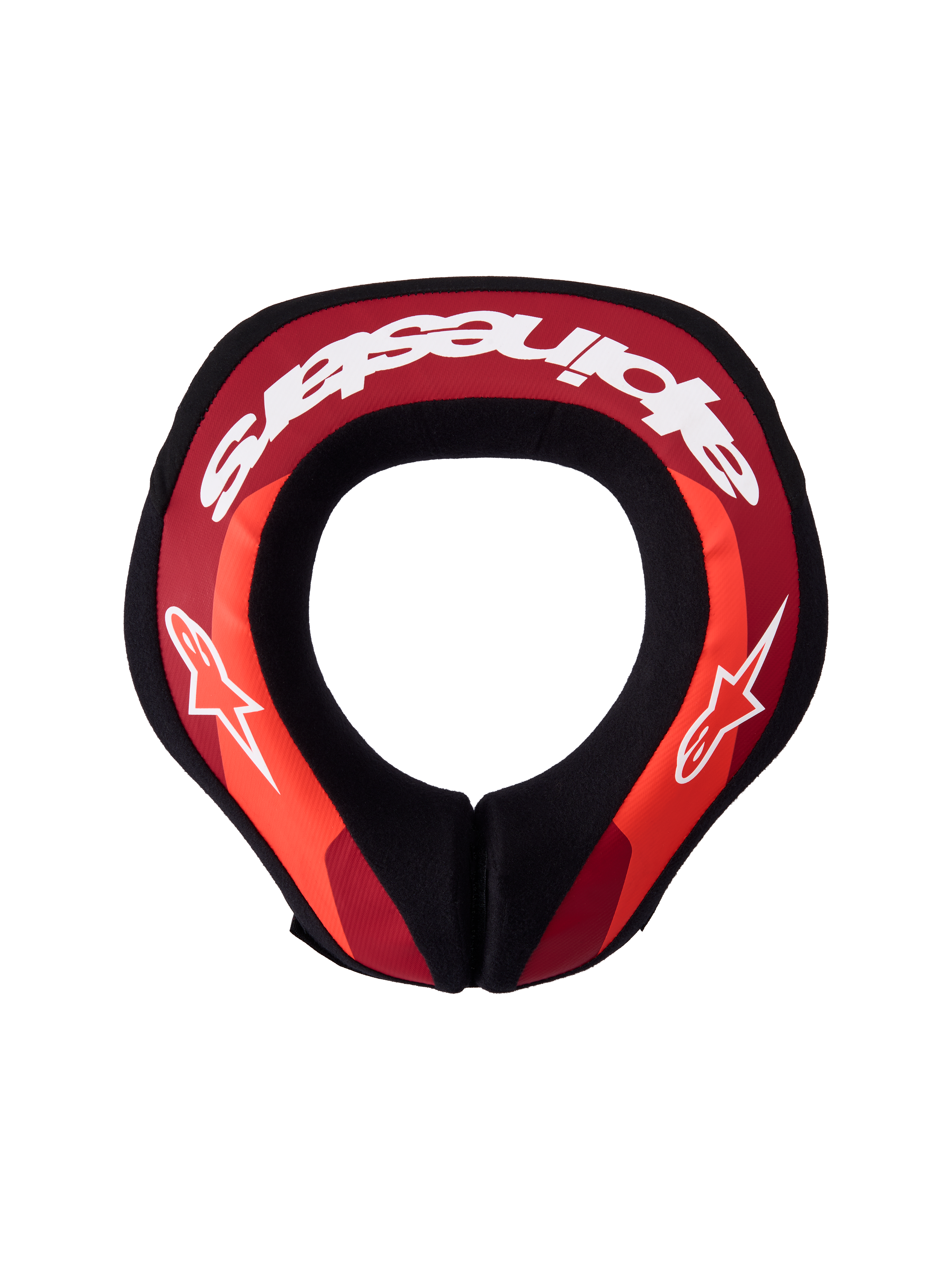 Alpinestars Sequence Jugend-Nackenprotektor, Motocross-Nackenschutz, Rot und Weiß, Draufsicht mit ergonomischer Passform.