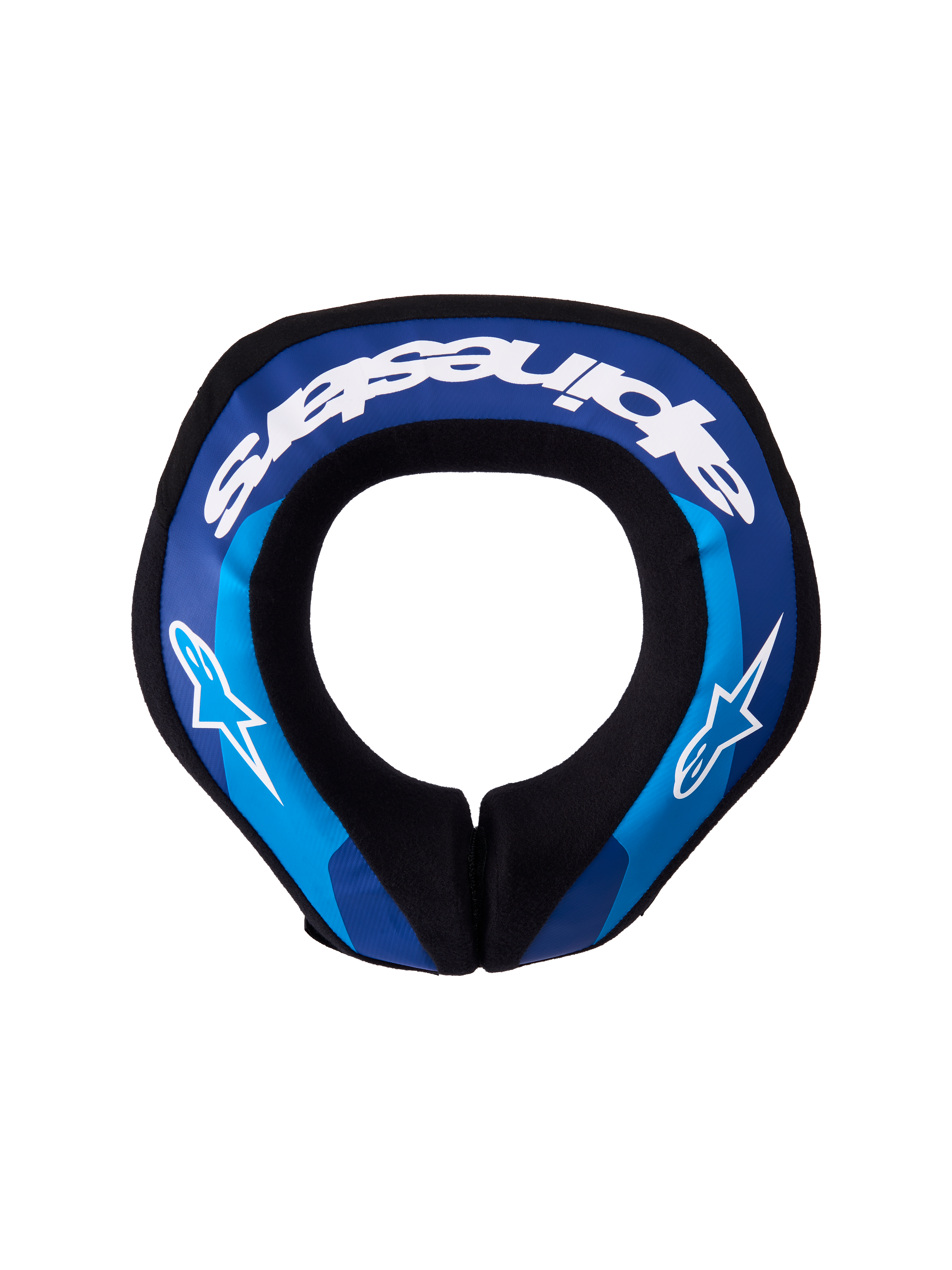 Alpinestars Youth Sequence Neck Roll, blue and white motocross neck protector with double-density core for junior riders.