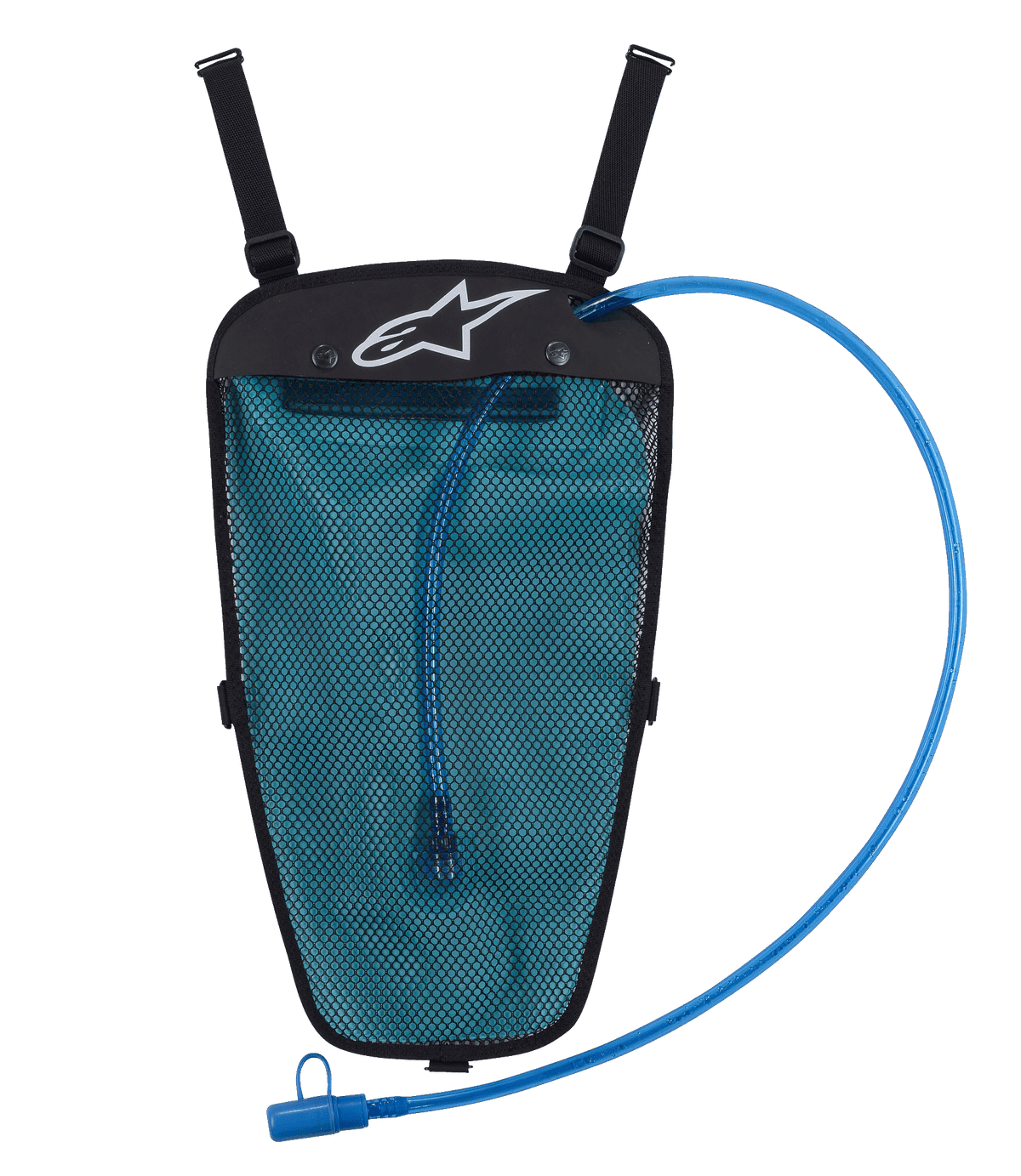 Alpinestars Hydration Pack, Schwarzer Mesh-Rucksack mit blauem Wasserbehälter, verstellbare Trageriemen, Trinksystem mit blauem Schlauch, für Outdoor-Aktivitäten und Motorsport