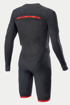 Alpinestars Tech-Air System Basisschicht, Motorrad-Unteranzug, Rückansicht, Schwarz und Rot, mit Mesh-Belüftungseinsätzen.