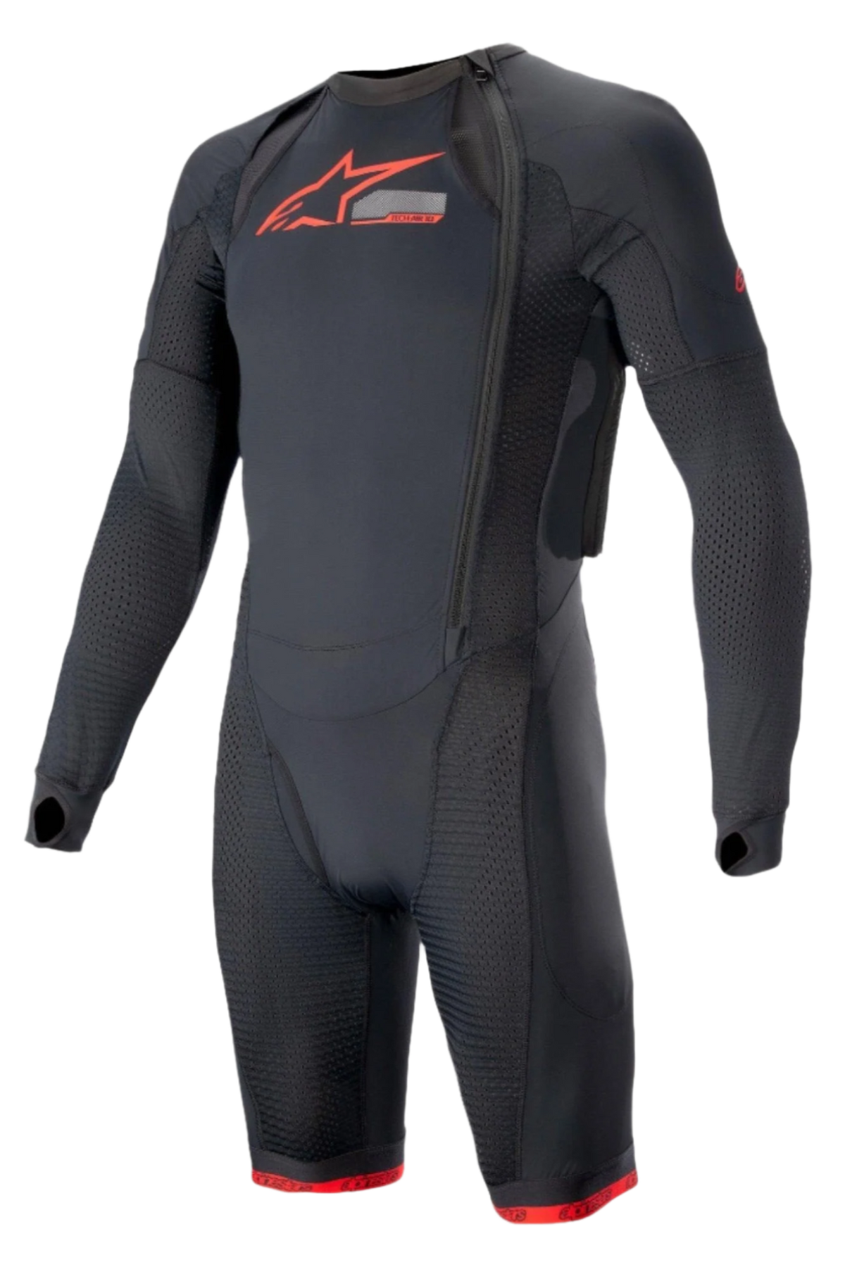 Alpinestars Tech-Air® System Basisschicht, Herren-Motorrad-Unteranzug, Schwarz und Rot, Mesh-Einsätze und Kompressionspassform.