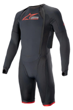Alpinestars Tech-Air® System Basisschicht, Herren-Motorrad-Unteranzug, Schwarz und Rot, Mesh-Einsätze und Kompressionspassform.