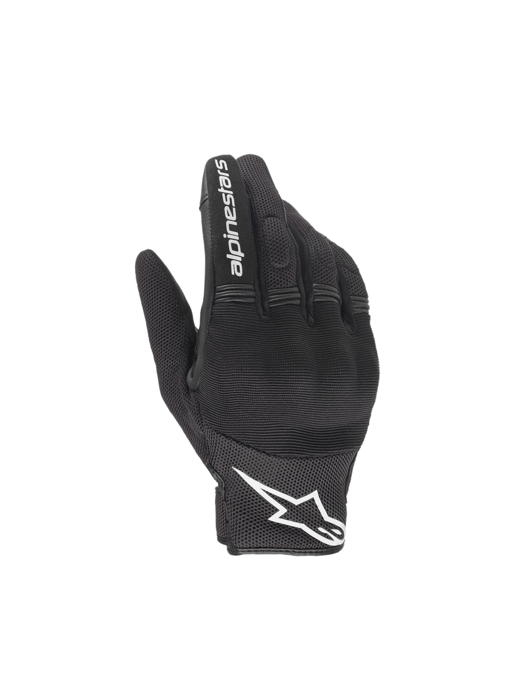Alpinestars Copper Handschuhe, leichte urbane Motorradhandschuhe für Herren, Schwarz und Weiß, aus atmungsaktivem Mesh-Gewebe mit Hartschalen-Knöchelschutz und weißem Logo.