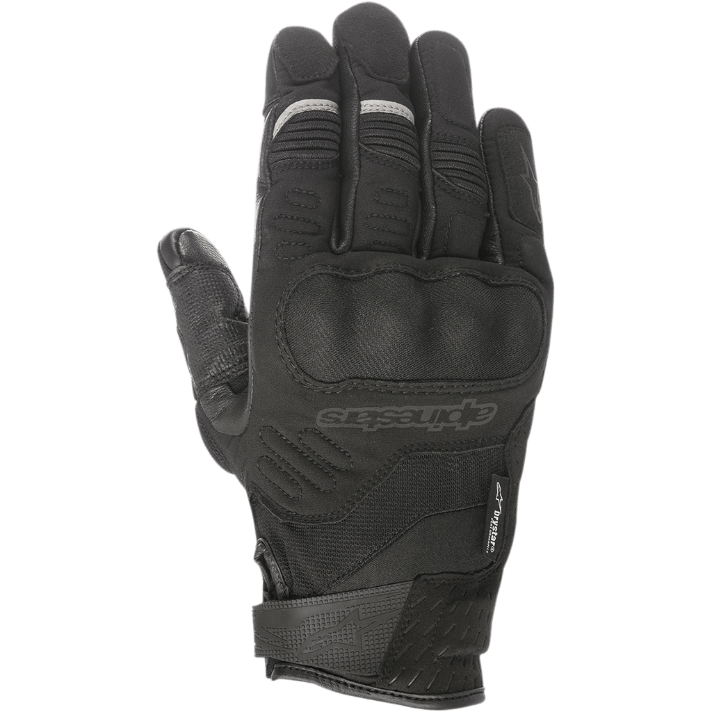 Alpinestars C-30 Drystar® Handschuhe, Schwarze Motorradhandschuhe, übergeformter Hartschalen-Knöchelschutz, Stretch-Textil- und Softshell-Konstruktion, Klettverschluss am Handgelenk, dezente graue reflektierende Akzente an den Fingern