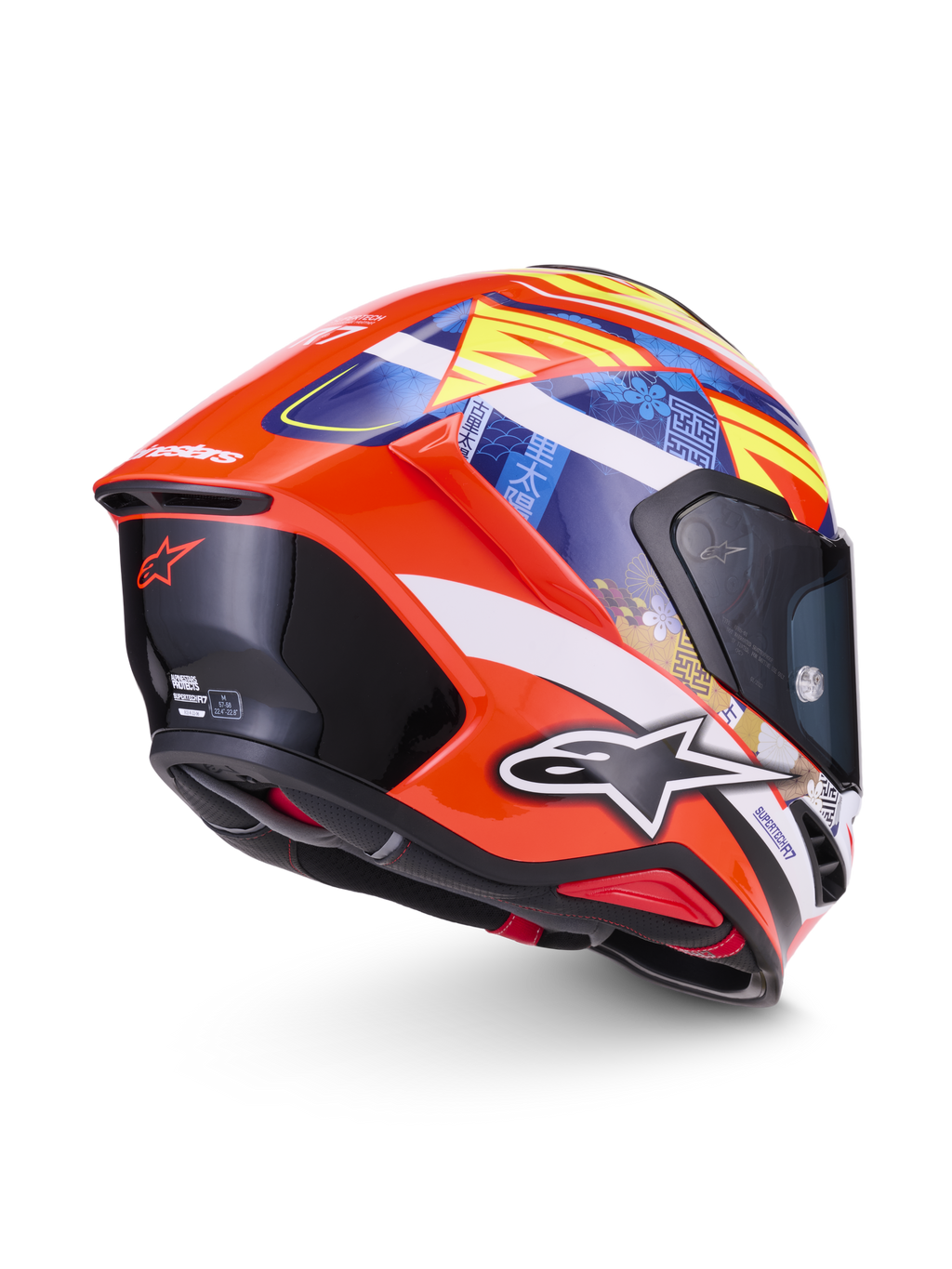 Alpinestars S-R7 Taiyo Furusato Helm, Integral-Motorradhelm, Rot, Weiß, Blau und Gelb, ECE-zertifiziert