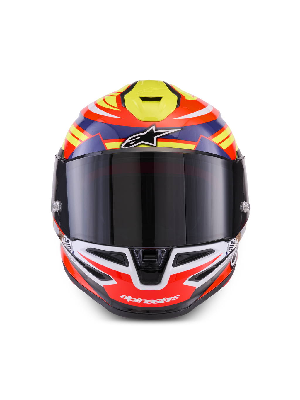 Alpinestars S-R7 Taiyo Furusato Helm ECE 06, Integral-Motorradhelm, Rot, Weiß, Blau und Gelb, CE-zertifiziert