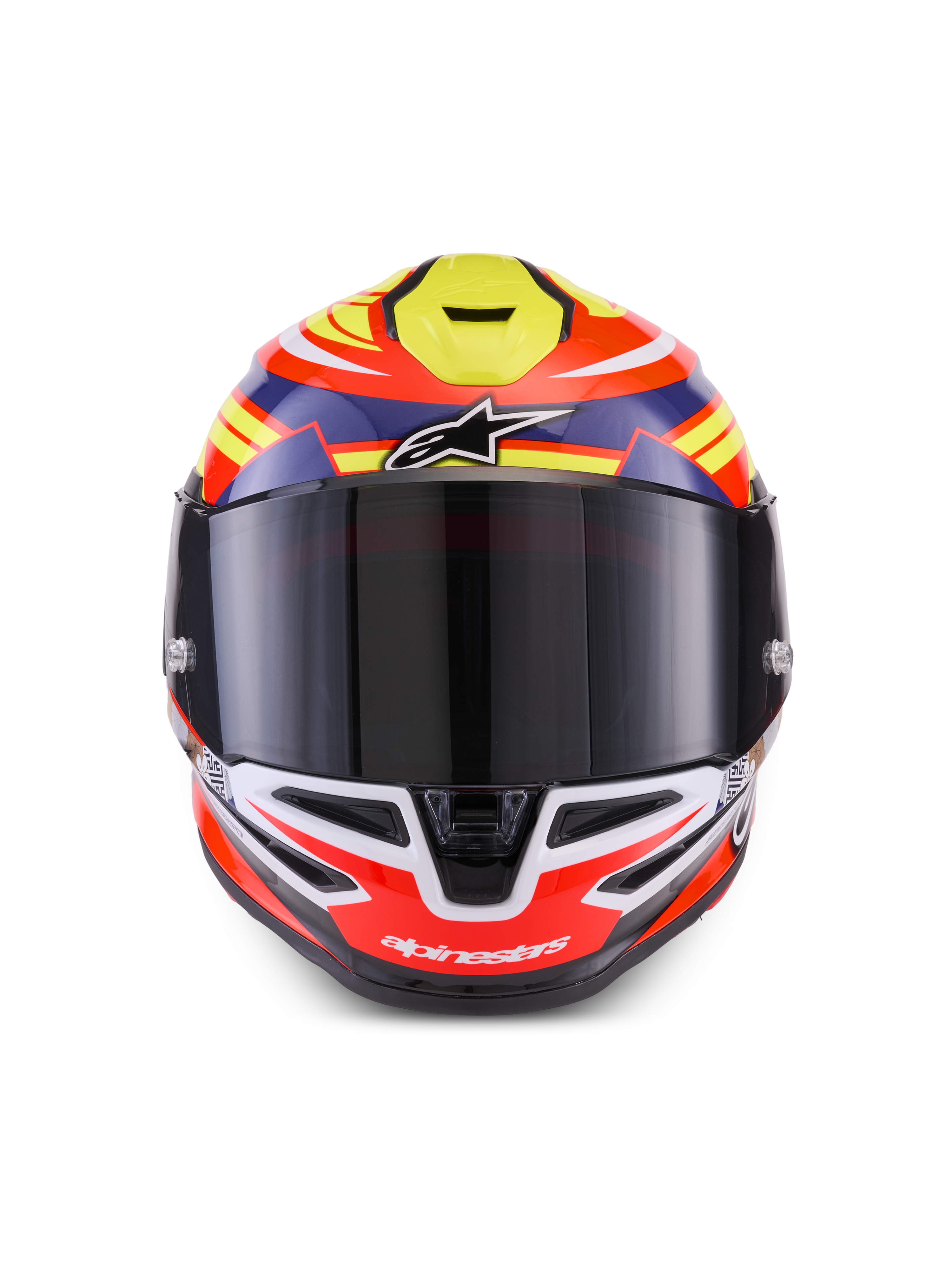 Alpinestars S-R7 Taiyo Furusato Helm ECE 06, Integral-Motorradhelm, Rot, Weiß, Blau und Gelb, CE-zertifiziert