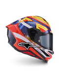 Alpinestars S-R7 Taiyo Furusato Helm, ECE-zertifizierter Motorrad-Integralhelm, Rot, Weiß, Blau und Gelb mit Carbon-Helmschale und Grafikdesign