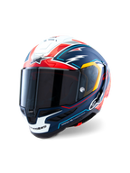 Alpinestars Supertech R10 Helm Acosta Limited Edition, Motorradrennhelm, Blau, Rot und Weiß, Kohlenstoffkonstruktion, ECE- und FIM-zertifiziert