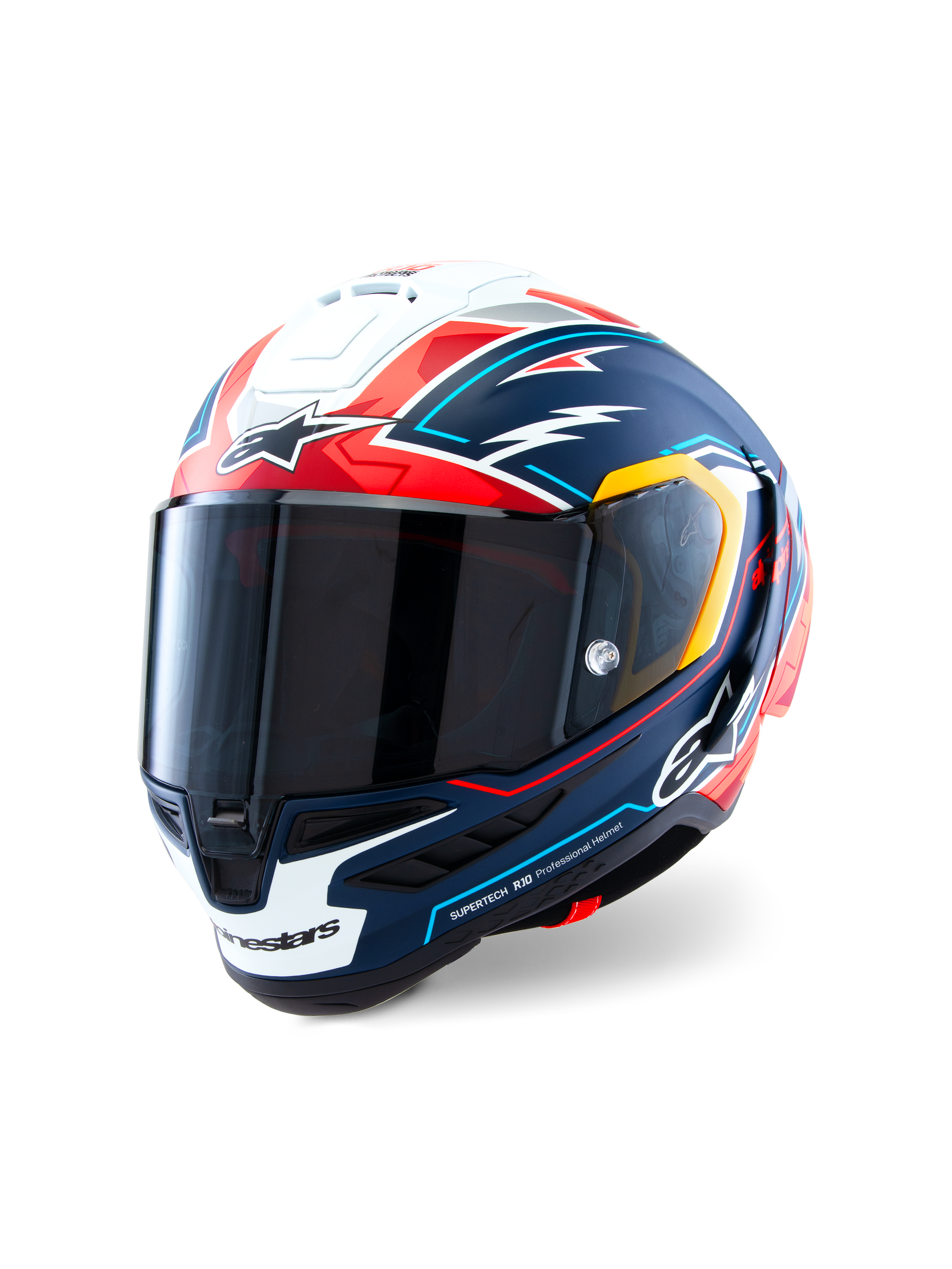 Alpinestars Supertech R10 Helm Acosta Limited Edition, Motorradrennhelm, Blau, Rot und Weiß, Kohlenstoffkonstruktion, ECE- und FIM-zertifiziert