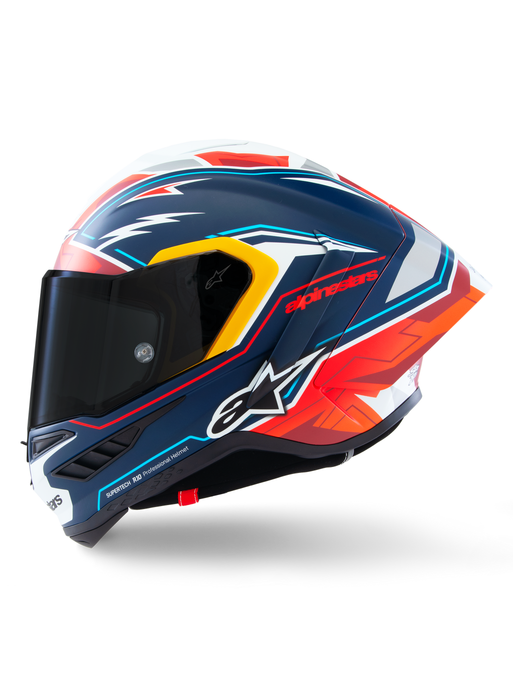 Alpinestars Supertech R10 Helm Acosta Limited Edition, Motorradrennhelm, Blau, Rot und Weiß, Kohlenstoffkonstruktion, ECE 22.06 und FIM-zertifiziert