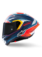 Alpinestars Supertech R10 Helm Acosta Limited Edition, Motorradrennhelm, Blau, Rot und Weiß, Kohlenstoffkonstruktion, ECE 22.06 und FIM-zertifiziert