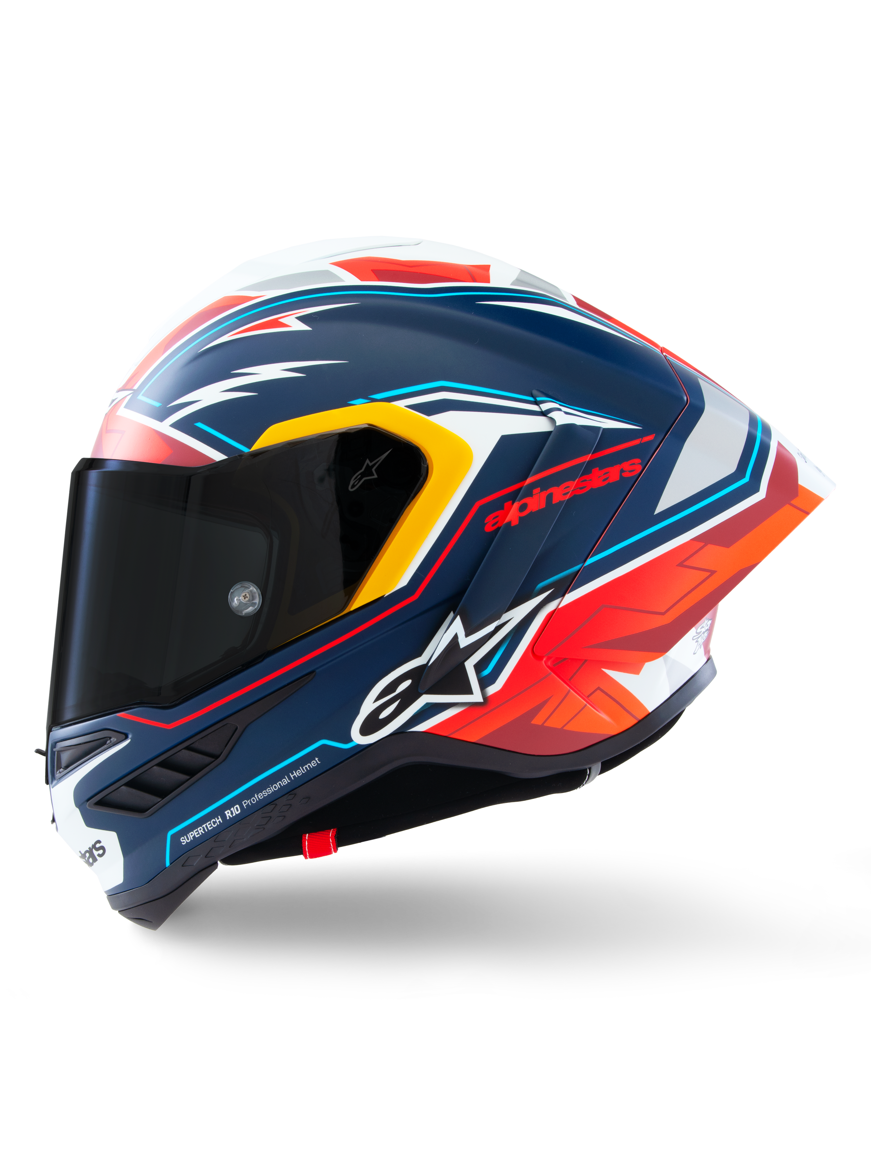 Alpinestars Supertech R10 Helm Acosta Limited Edition, Motorradrennhelm, Blau, Rot und Weiß, Kohlenstoffkonstruktion, ECE 22.06 und FIM-zertifiziert