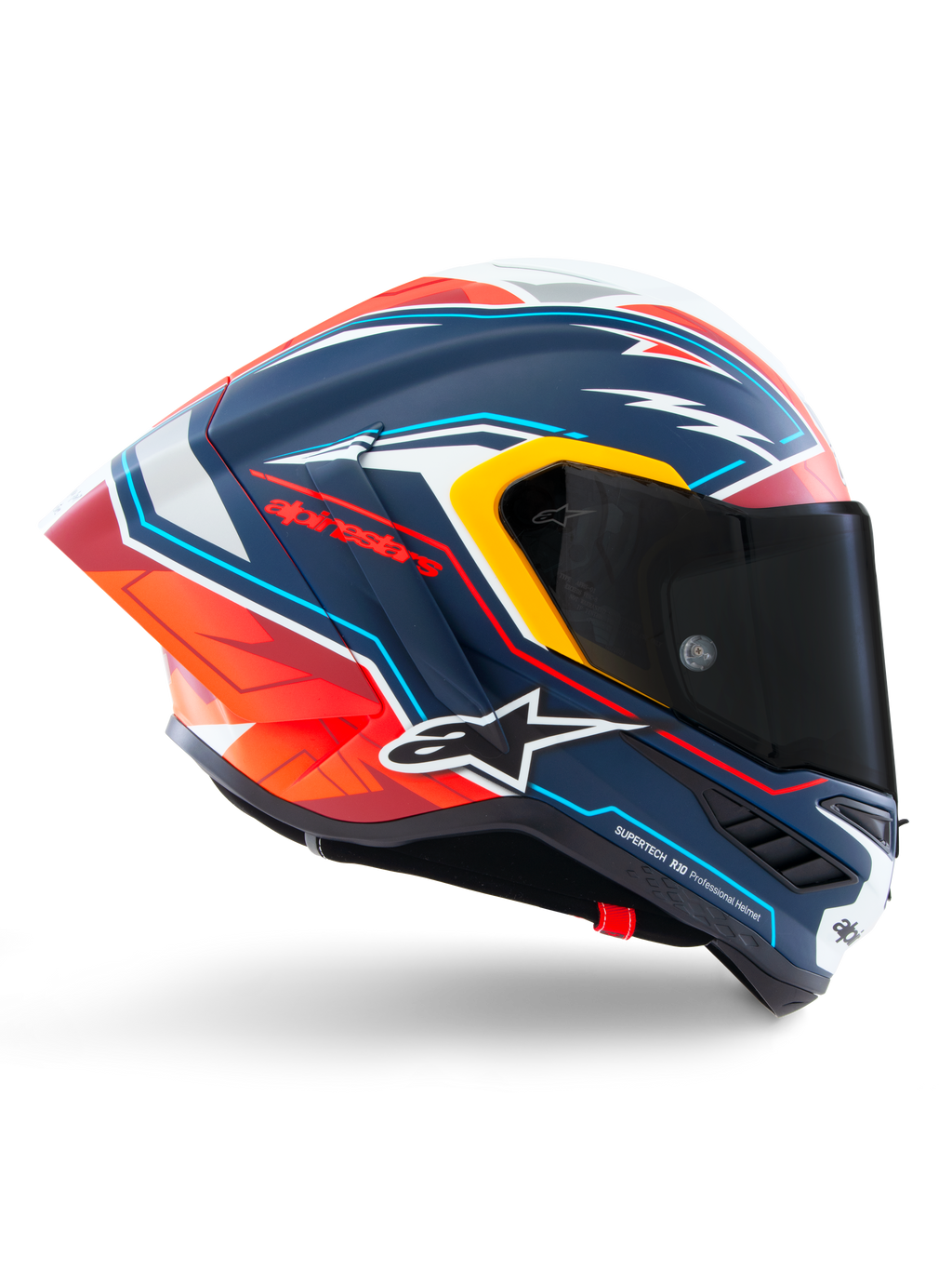 Alpinestars Supertech R10 Helm Acosta Limited Edition, Integral-Motorradrennhelm, Blau, Rot und Weiß, ECE 22.06 und FIM-zertifiziert, Kohlenstoffschalenkonstruktion