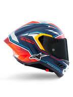 Alpinestars Supertech R10 Helm Acosta Limited Edition, Integral-Motorradrennhelm, Blau, Rot und Weiß, ECE 22.06 und FIM-zertifiziert, Kohlenstoffschalenkonstruktion