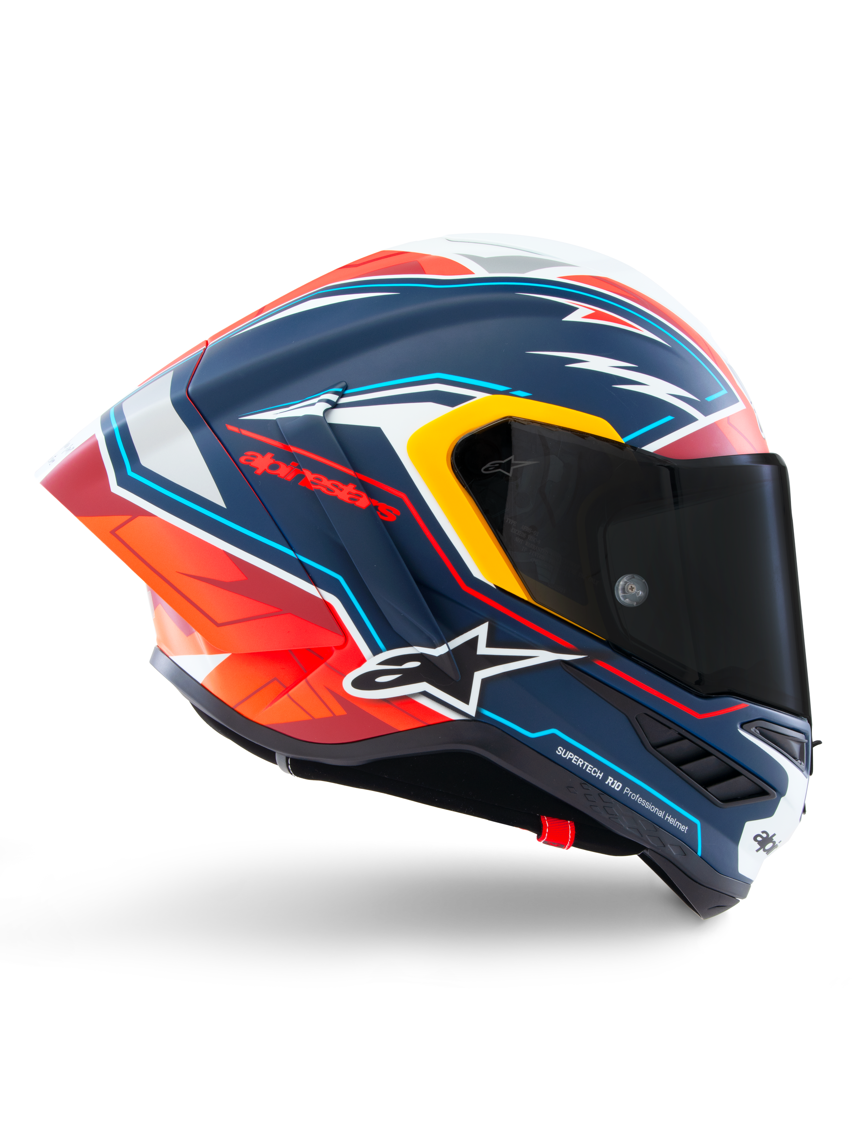 Alpinestars Supertech R10 Helm Acosta Limited Edition, Integral-Motorradrennhelm, Blau, Rot und Weiß, ECE 22.06 und FIM-zertifiziert, Kohlenstoffschalenkonstruktion