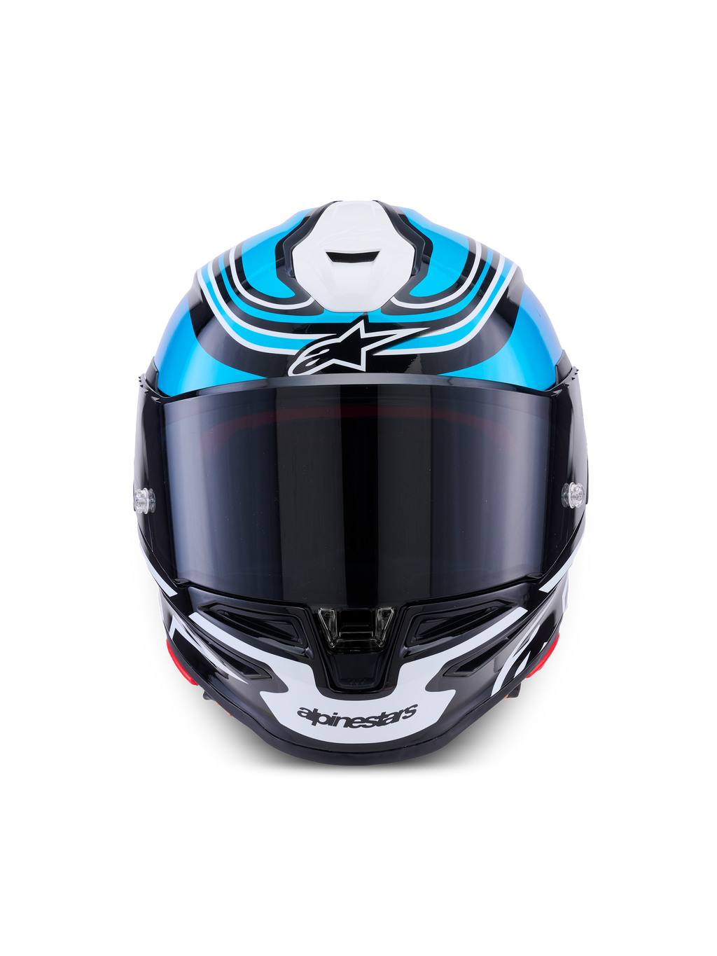 Alpinestars S-R7 Zeal Helmet, full face motorcycle racing helmet, Black, Blue, Pink Fluo, and White Glossy, carbon construction with ECE 22.06 certification