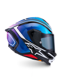 Alpinestars S-R7 Zeal Helmet ECE 22.06, full face motorcycle racing helmet, Black, Blue, Pink Fluo, and White Glossy, carbon construction