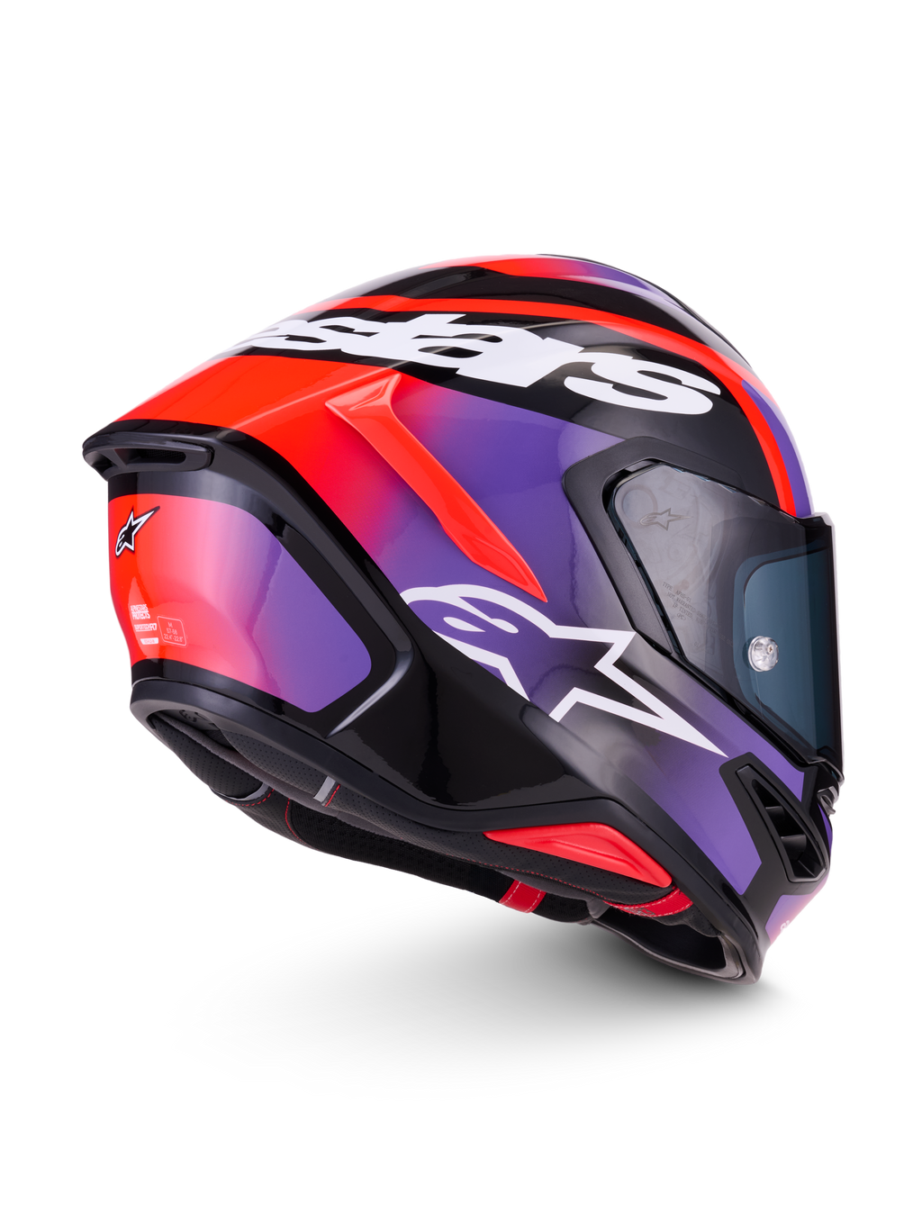 Alpinestars S-R7 Lumen Helm, Integral-Motorradhelm, Schwarz, Violett und Rot, Carbon-Verbundkonstruktion und aerodynamisches Design