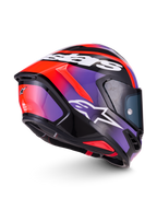 Alpinestars S-R7 Lumen Helm, Integral-Motorradhelm, Schwarz, Violett und Rot, Carbon-Verbundkonstruktion und aerodynamisches Design