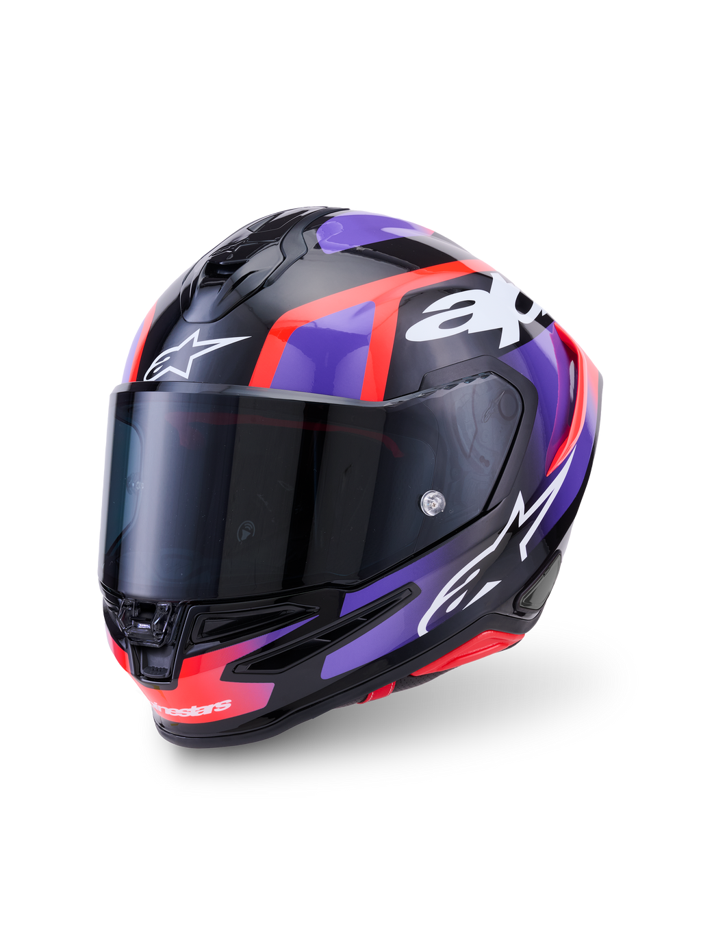 Alpinestars S-R7 Lumen Helm, Integral-Motorradhelm, Schwarz, Lila, Rot und Weiß, Kohlefaserverbundkonstruktion, ECE-zertifiziert