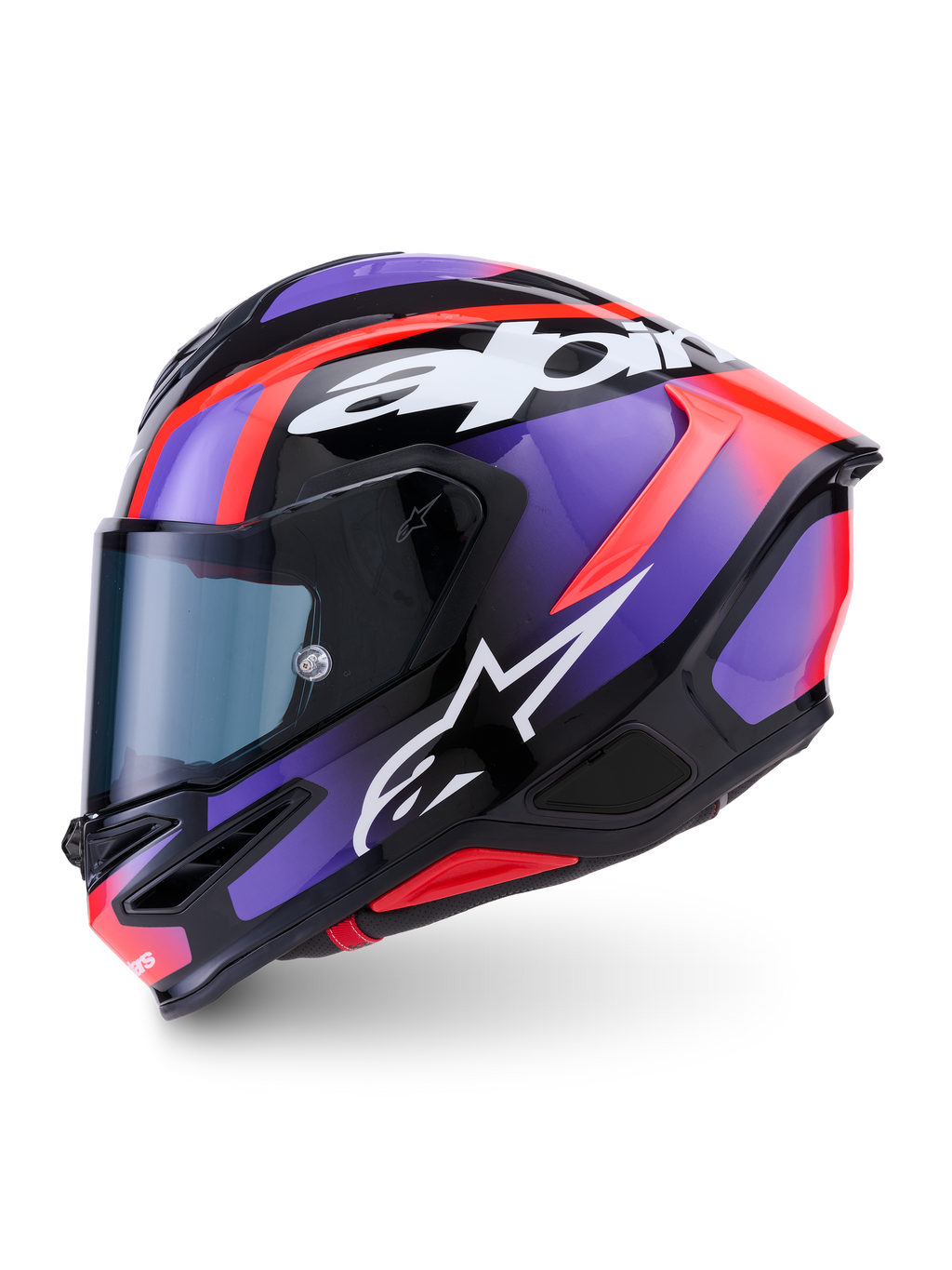Alpinestars S-R7 Lumen Helm, Motorrad-Vollvisierhelm, Schwarz, Lila, Rot und Weiß, Kohlefaserverbundkonstruktion