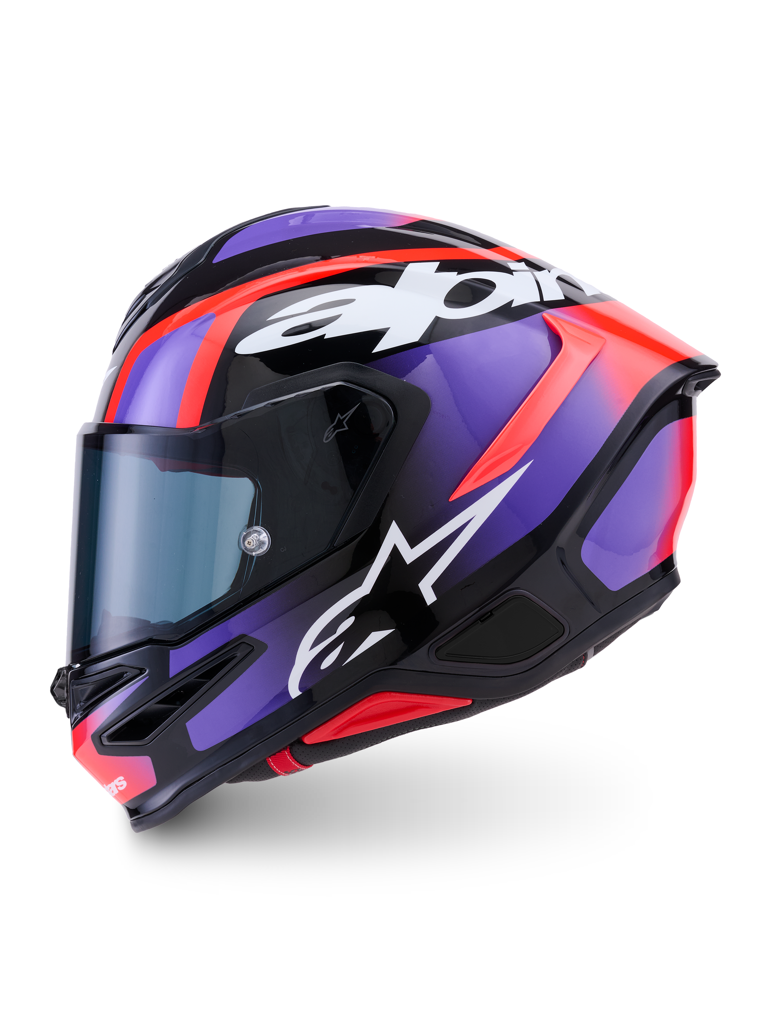 Alpinestars S-R7 Lumen Helm, Motorrad-Vollvisierhelm, Schwarz, Lila, Rot und Weiß, Kohlefaserverbundkonstruktion