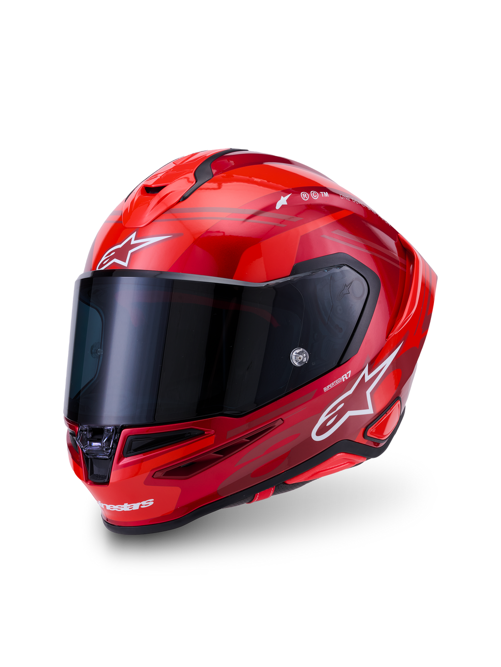 Alpinestars S-R7 A-Core Helmet ECE 22.06, Motorcycle Racing Full Face Helmet, Red and White Glossy, carbon composite construction
