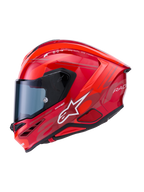 Alpinestars S-R7 A-Core Helmet, full-face motorcycle road racing helmet in Red and White glossy finish with aerodynamic carbon composite construction
