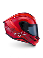 Alpinestars S-R7 A-Core Helmet, full face motorcycle racing helmet, ECE 22.06 certified, Red and White glossy finish with carbon construction details