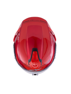 Alpinestars S-R7 A-Core Helmet ECE 22.06, motorcycle road racing helmet, top-down view showing aerodynamic carbon shell in Red and White Glossy with black ventilation details
