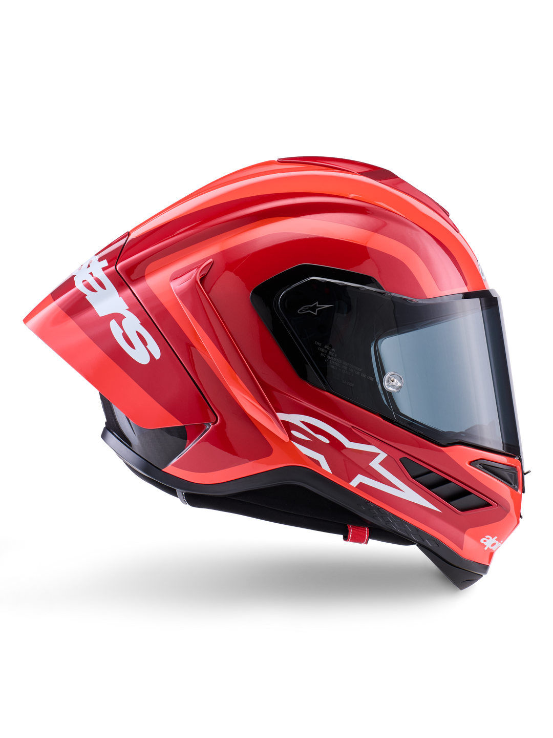 Alpinestars Supertech R10 Arius Helm, Motorrad-Rennhelm, Rot mit Schwarzen Akzenten, ECE 06/DOT-zertifiziert, Aerodynamisches Design, Getönte Visier, Hochglanz-Finish