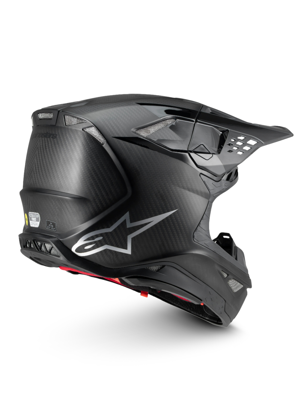 Alpinestars Supertech M10 Fame Motocross-Helm, Schwarz, leichte Carbonfaser-Schale mit MIPS und ECE 22.06.