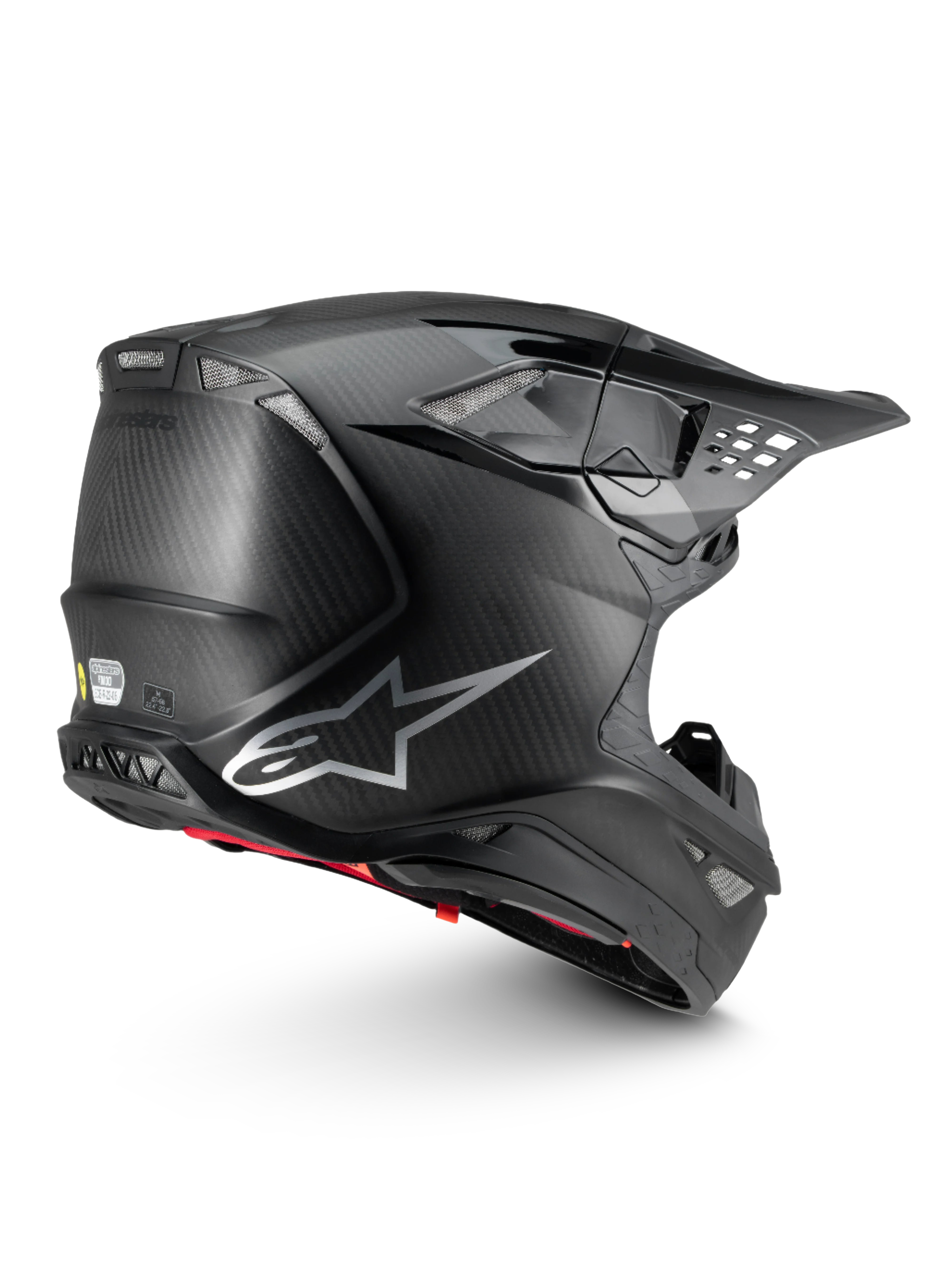 Alpinestars Supertech M10 Fame Motocross-Helm, Schwarz, leichte Carbonfaser-Schale mit MIPS und ECE 22.06.