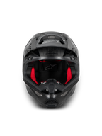Alpinestars Supertech M10 Fame Helm, Motocross-Helm, Schwarz-Carbon und Rot, ECE 22.06-zertifiziert, hochwertige Carbonkonstruktion.