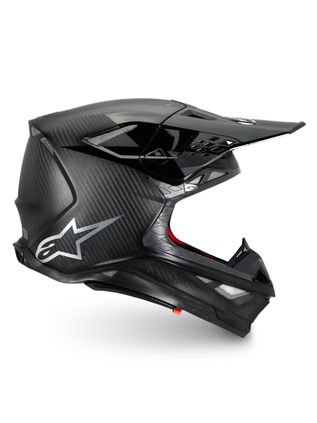 Alpinestars Supertech M10 Fame Helm, Motocross-Rennhelm aus mattem Carbon, Schwarz, ECE 22.06-zertifiziert.