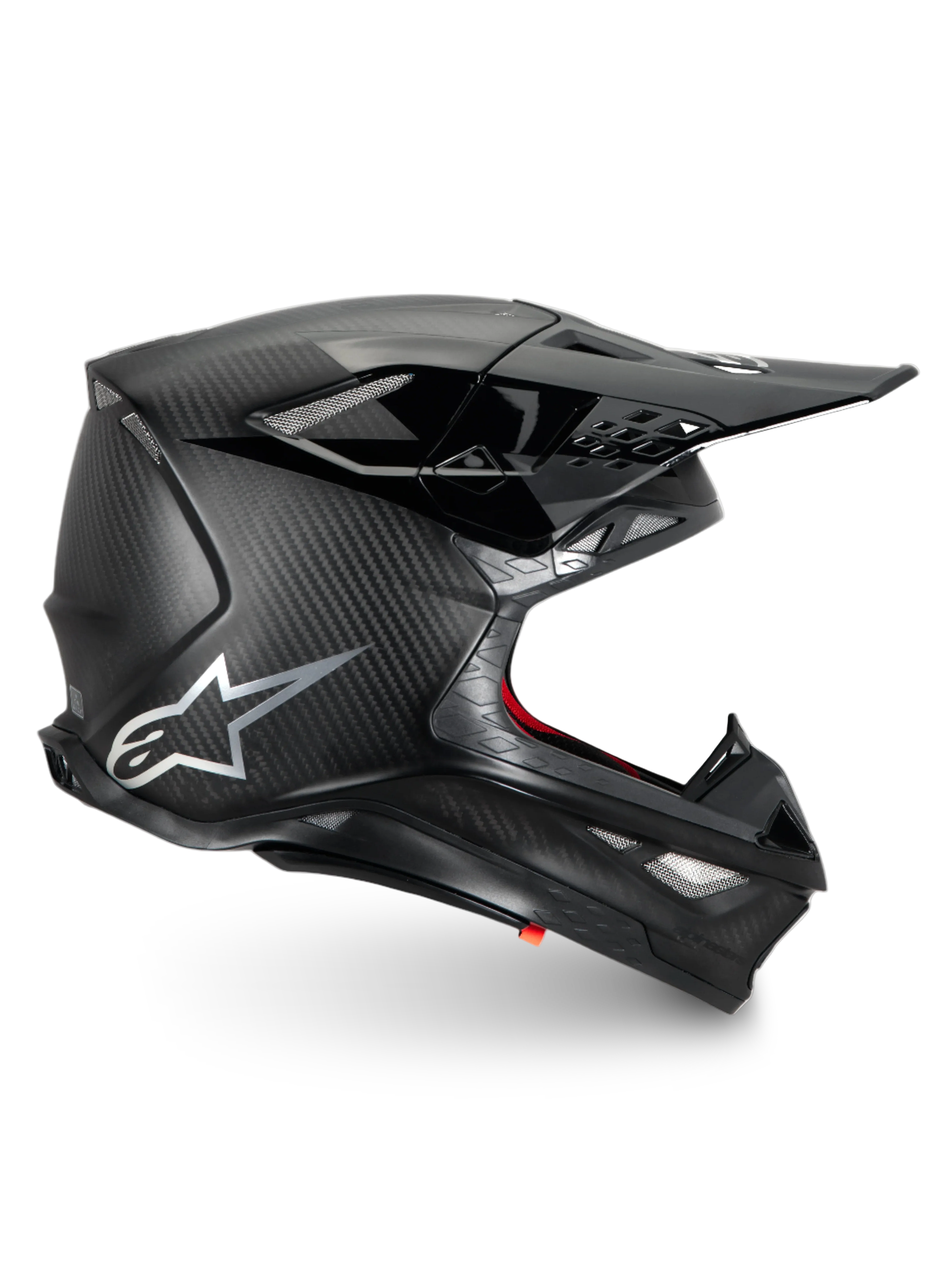 Alpinestars Supertech M10 Fame Helm, Motocross-Rennhelm aus mattem Carbon, Schwarz, ECE 22.06-zertifiziert.