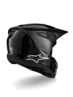 Alpinestars S-M3 Solid Helm, Motocross-Helm, Schwarz glänzend, mit einer thermo-injizierten Schale, integriertem Visier und High-Flow-Belüftungssystem, schlankes professionelles Design für den Offroad- und Enduro-Einsatz.