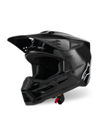 Alpinestars S-M3 Solid Helm ECE 22.06, Motocross-Helm, Schwarz glänzend, mit thermo-injizierter Schale, verstellbarem Visier und mehreren Belüftungsöffnungen, schlankes aerodynamisches Design für den Offroad-Rennsport