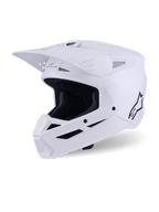 Alpinestars S-M3 Solid Helm, Motocross-Helm, Weiß Glänzend, Full-Face-Offroad-Kopfschutz mit markantem Visier, mehreren Belüftungsöffnungen und schwarzem Alpinestars-Logo auf dem Seitenprofil