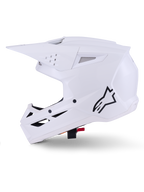 Alpinestars S-M3 Solid Helm, Motocross-Helm, Weiß glänzend, mit einem schlanken aerodynamischen Design, integriertem Visier und mehreren Belüftungsöffnungen für den Offroad-Rennsport