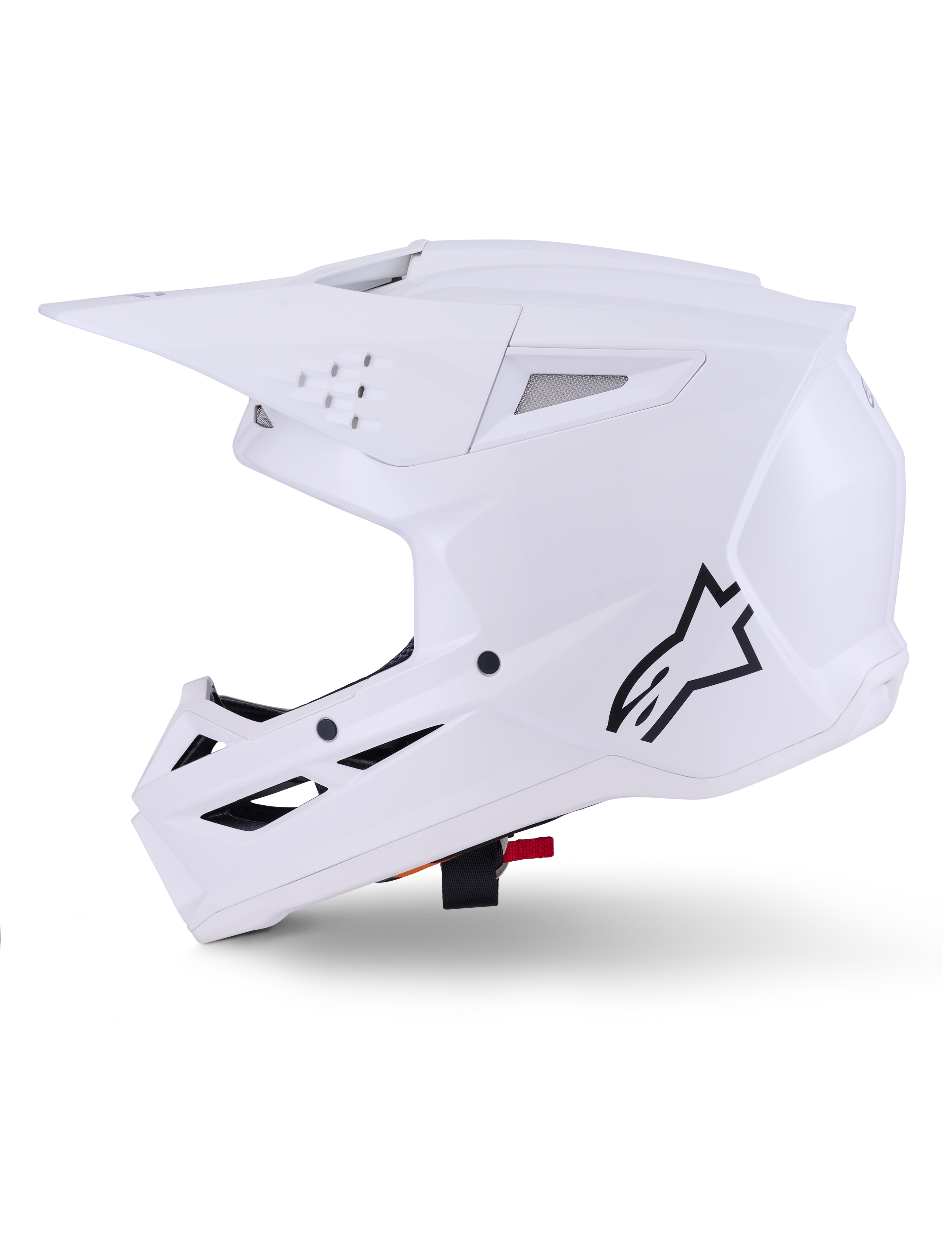 Alpinestars S-M3 Solid Helm, Motocross-Helm, Weiß glänzend, mit einem schlanken aerodynamischen Design, integriertem Visier und mehreren Belüftungsöffnungen für den Offroad-Rennsport