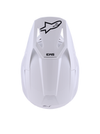 Alpinestars S-M3 Solid Helm, Weiß Glänzend, Motocross-Helm, Draufsicht mit schwarzem Alpinestars Stern-Logo und SM3-Branding auf dem Visier, schlanke thermoinjizierte Schale mit glänzendem Finish, ECE 22.06-zertifizierter Offroad-Schutz