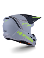 Alpinestars S-M3 Radium Helm, Motocross-Helm, Grau, Schwarz und Gelb Fluo Matt, Fullface-Design mit kantiger Schale, markantes Visier und Belüftungsöffnungen, mattes Finish mit auffälligen Grafiken