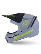 Alpinestars S-M3 Radium Helm, Motocross-Helm, Grün, Schwarz und Gelb Fluo Matt, thermo-injizierte Schale mit integriertem Visier und High-Flow-Belüftungsöffnungen, entwickelt für MX- und Enduro-Fahrten