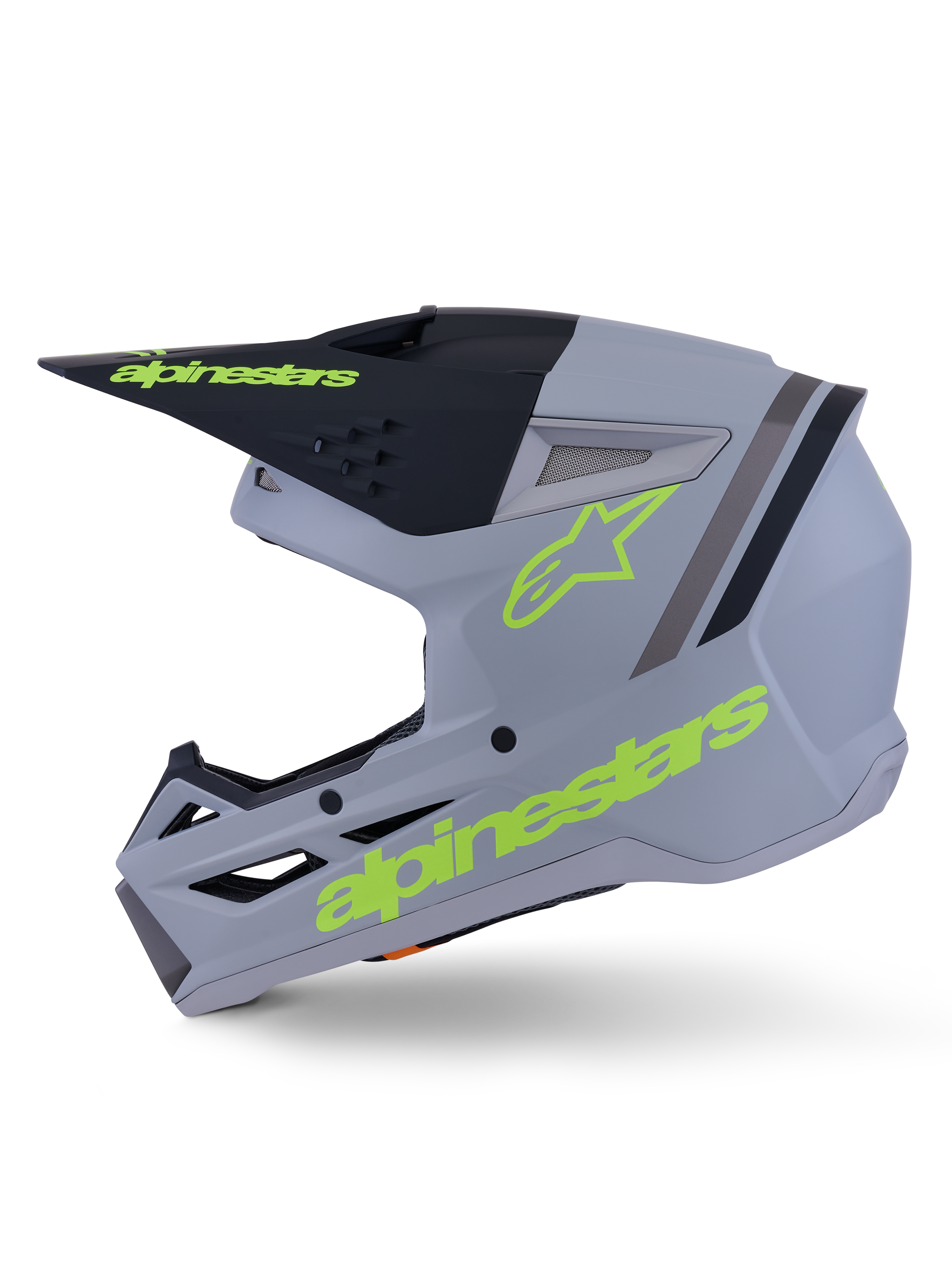Alpinestars S-M3 Radium Helm, Motocross-Helm, Grün, Schwarz und Gelb Fluo Matt, thermo-injizierte Schale mit integriertem Visier und High-Flow-Belüftungsöffnungen, entwickelt für MX- und Enduro-Fahrten