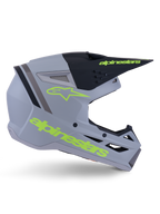 Alpinestars S-M3 Radium Helm ECE 22.06, Motocross-Helm, Mattgrau, Schwarz und Gelb Fluo, mit einem kantigen aerodynamischen Design, Helmschirm und integriertem Belüftungssystem