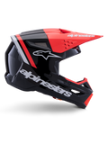 Alpinestars S-M3 Radium Helm, Motocross-Helm, Schwarz, Fluo-Rot und Weiß glänzend, mit aerodynamischem Design, angewinkeltem Visier, Belüftungsöffnungen und glänzendem Finish, erstklassiger Motorsport-Schutz