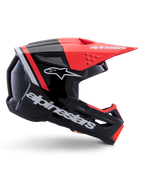 Alpinestars S-M3 Radium Helm, Motocross-Helm, Schwarz, Fluo-Rot und Weiß glänzend, mit aerodynamischem Design, angewinkeltem Visier, Belüftungsöffnungen und glänzendem Finish, erstklassiger Motorsport-Schutz