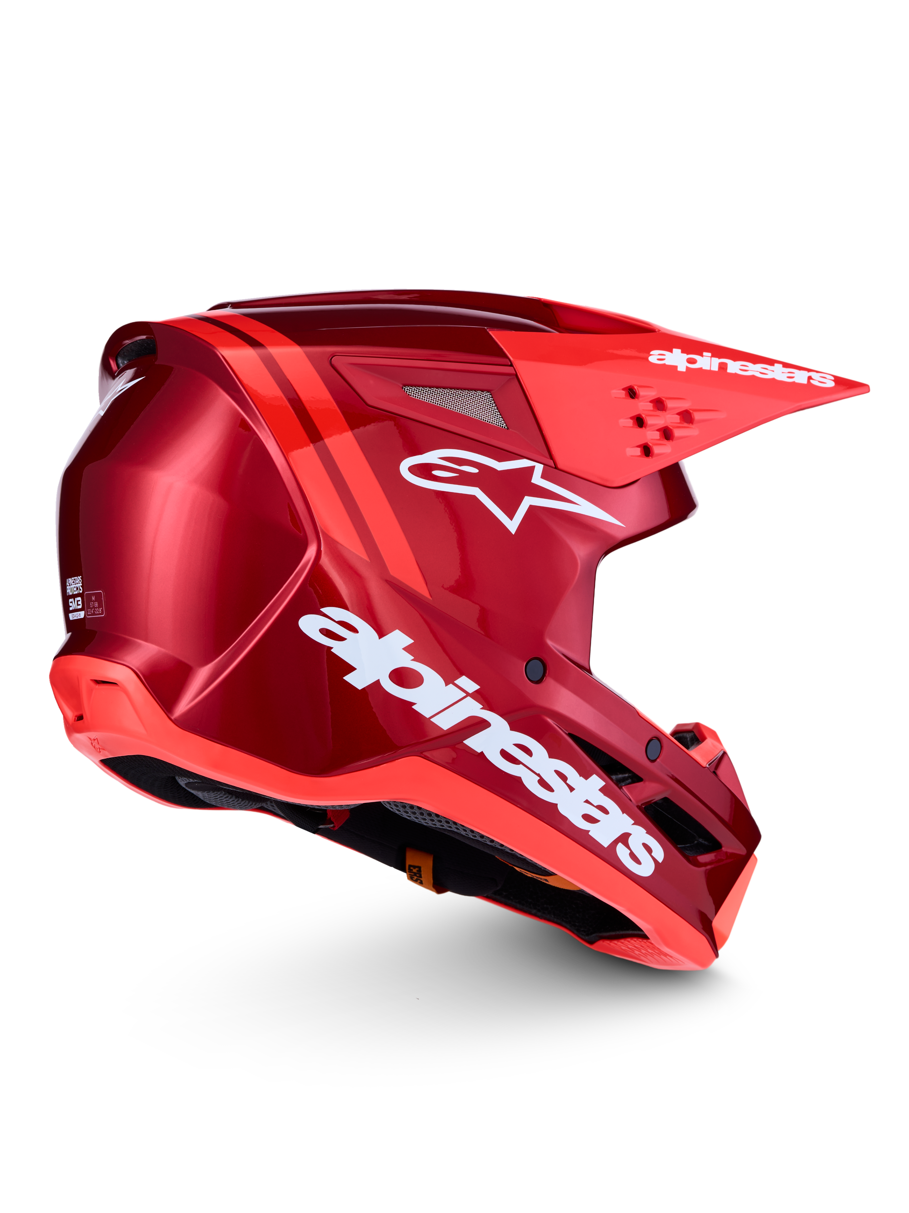 Alpinestars SM3 Radium Helm ECE06, Motocross-Helm in Rot und Weiß, ECE 22.06 zertifiziert, thermo-injizierte Schale.